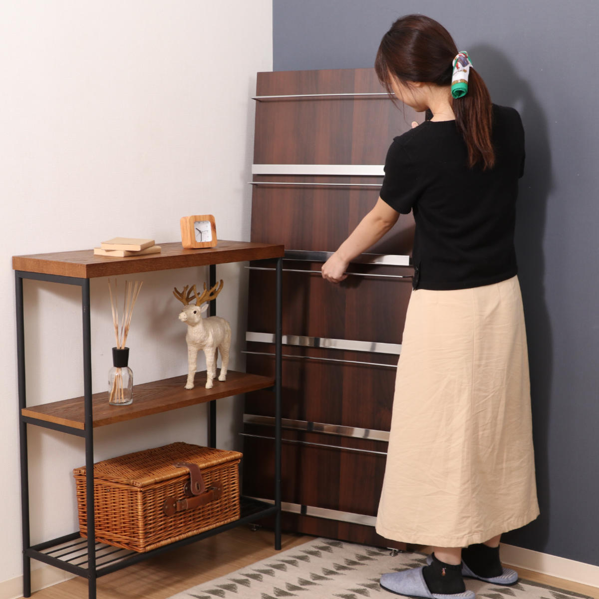 不二貿易（Fuji Boeki） マガジンラック 幅58cm 5段 ワイド 木目調