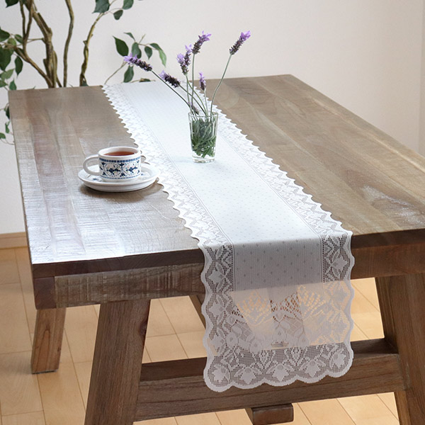 テーブルセンター 24cm×180cm 撥水加工 テーブルランナー レース