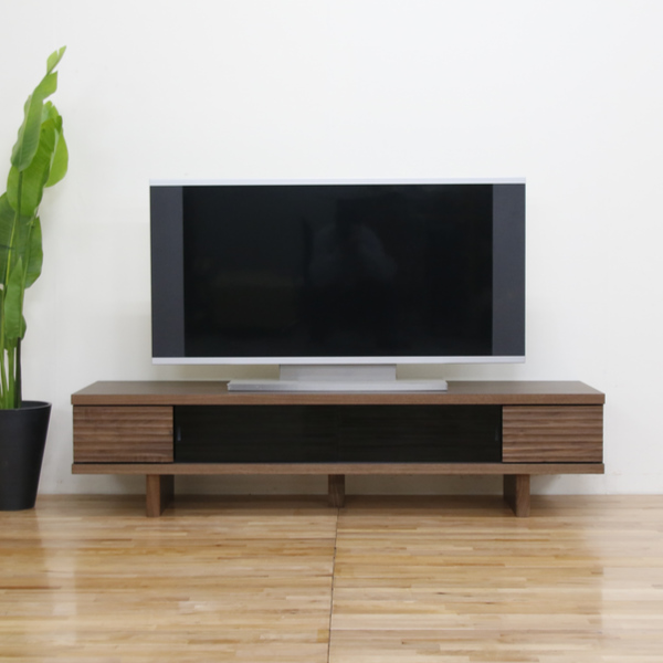 丸田木工 テレビ台 ローボード 天然木前板 ダークガラス引き戸 Ride 約