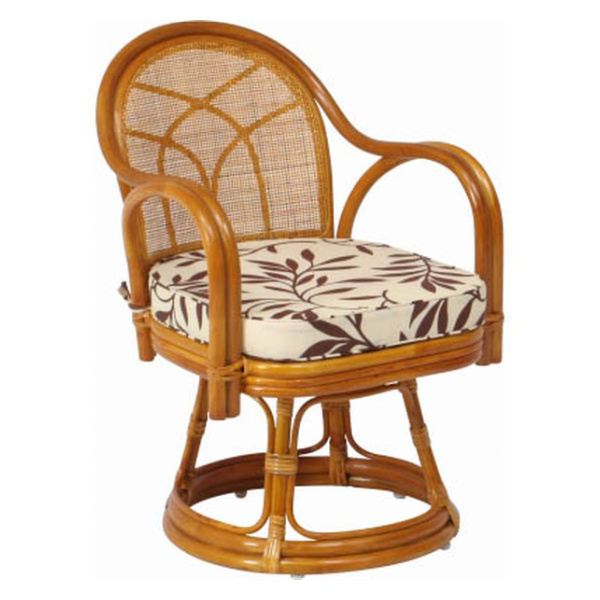 不二貿易（Fuji Boeki） 籐 回転チェア ハイタイプ クッション付