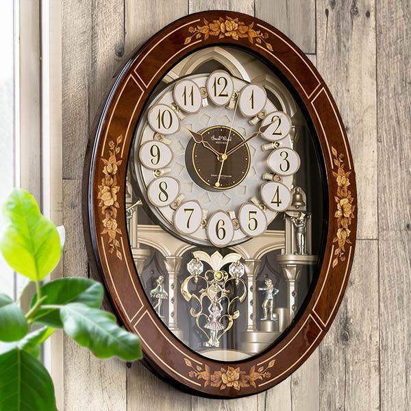 からくり時計 スモールワールドレガロ 電波時計 アナログ 壁掛け 時計