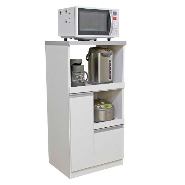 レンジ台 木製 家電ラック 米びつ付 2段スライド棚 日本製 幅60cm