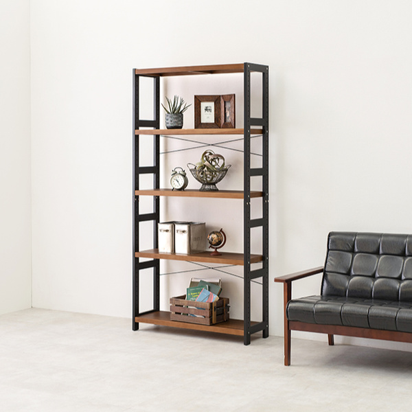 オープンラック 5段 ワイド 木製 フリーラック 幅90cm （ 木製ラック