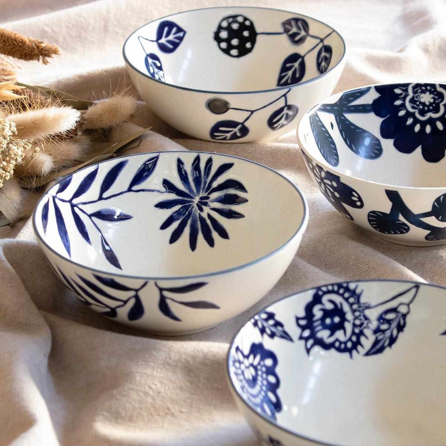 ボウル 12.5cm AIKA 硬質陶器 同柄4個セット （ 食洗機対応 電子レンジ