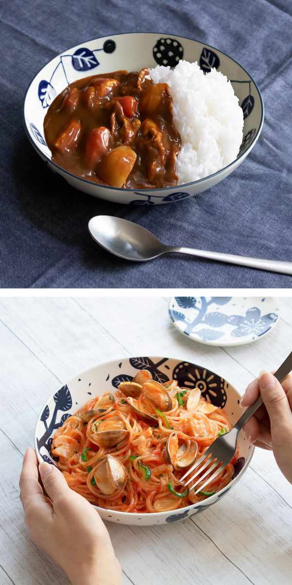 パスタプレート 20cm AIKA 硬質陶器 同柄4枚セット （ 食洗機対応 電子