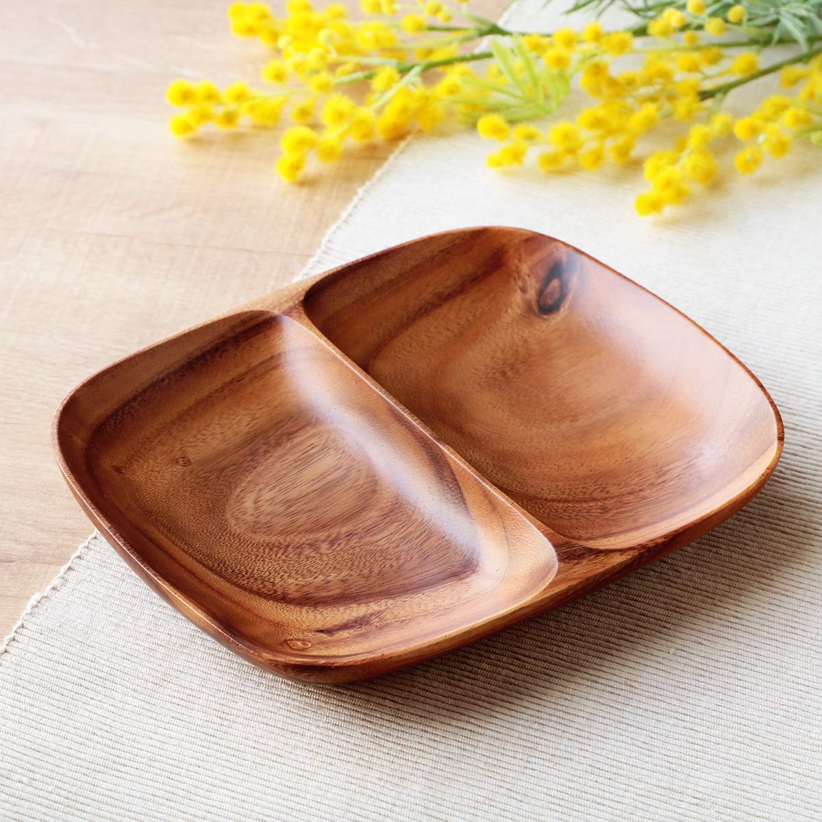 ランチプレート 21cm アカシア製 食洗機対応 （ 食器 木製食器