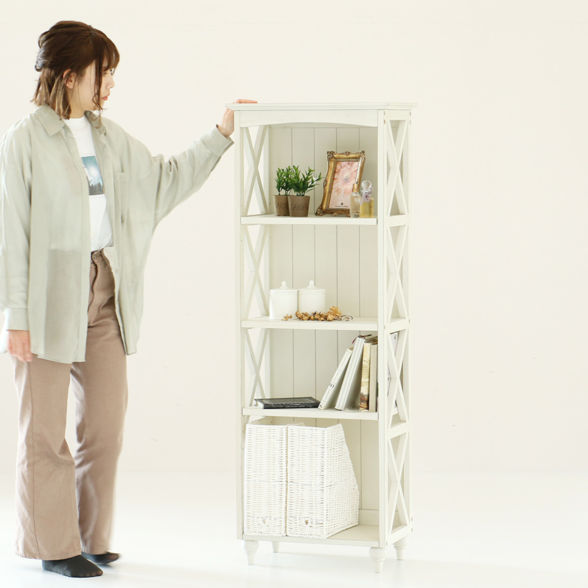 ICHIBA（市場） ラック 4段シェルフ 天然木 フレンチカントリー調 ine