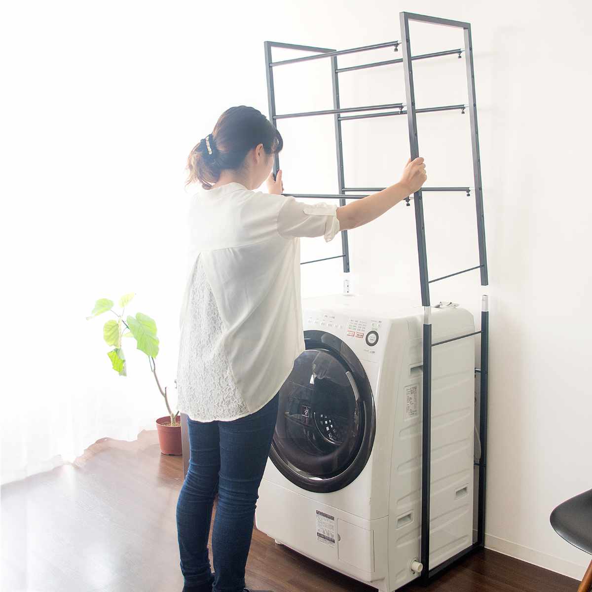 宮武製作所 ランドリーラック Rizo 3段 バスケット付き （ ランドリー