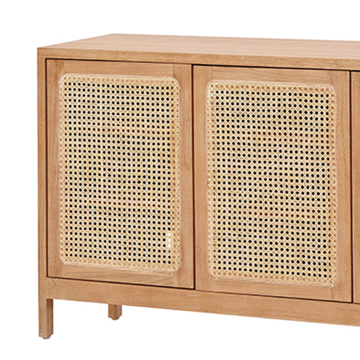 キャビネット ラタン チーク無垢材 KAGOME 120cm幅 （ 収納 棚 扉付き