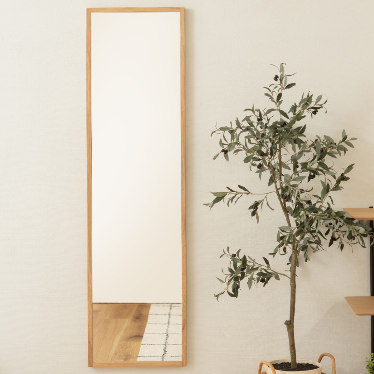 東谷 スタンドミラー 高さ158cm 全身鏡 木製 ウォールミラー （ 木目