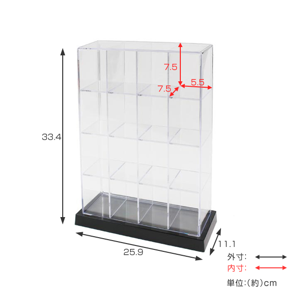 コレクションケース スクエア 16マス L16 卓上 クリアケース クリア