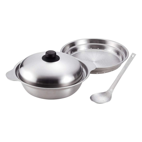 匠弥 卓上鍋 26cm IH対応 蒸し台付き お玉付き ステンレス製 日本製