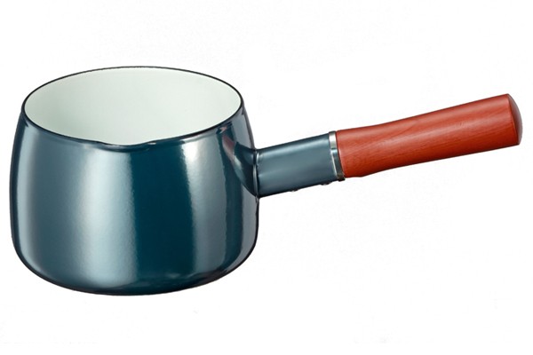 高木金属工業 ミルクパン 14cm IH対応 オニキスブルー ホーローミルク