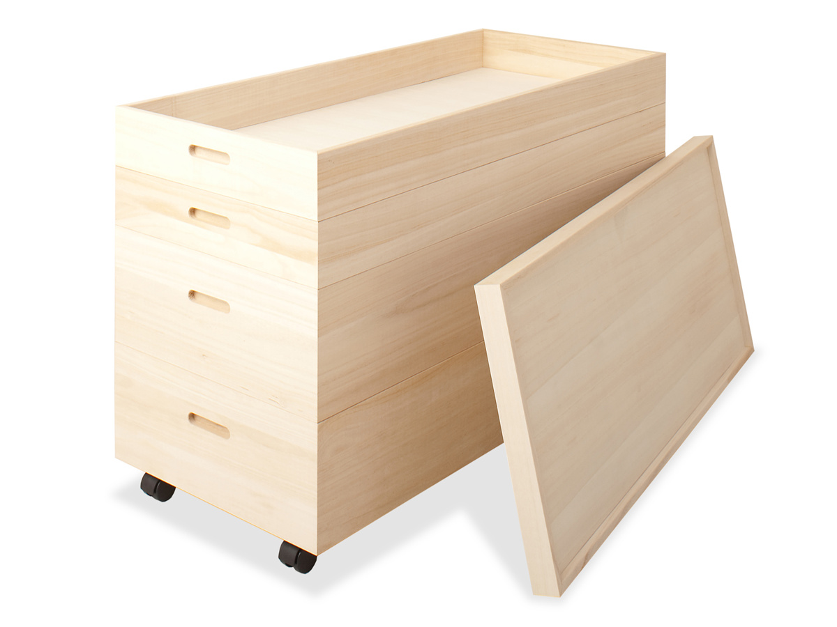 桐 衣装ケース 4段 深型2段 日本製 キャスター付 幅95cm （ 桐衣装