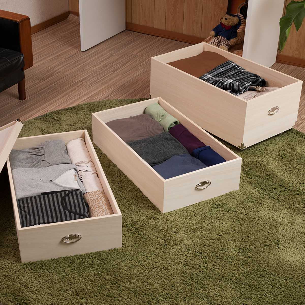 桐衣装箱 3段 日本製 ひな人形ケース 竹炭シート入り 高さ71.5cm