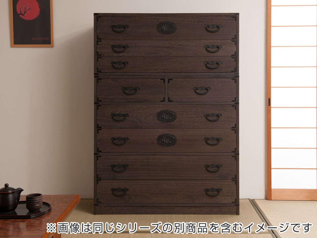 焼桐タンス 5段 民芸調 桐箪笥 日本製 幅100cm （ 桐タンス タンス