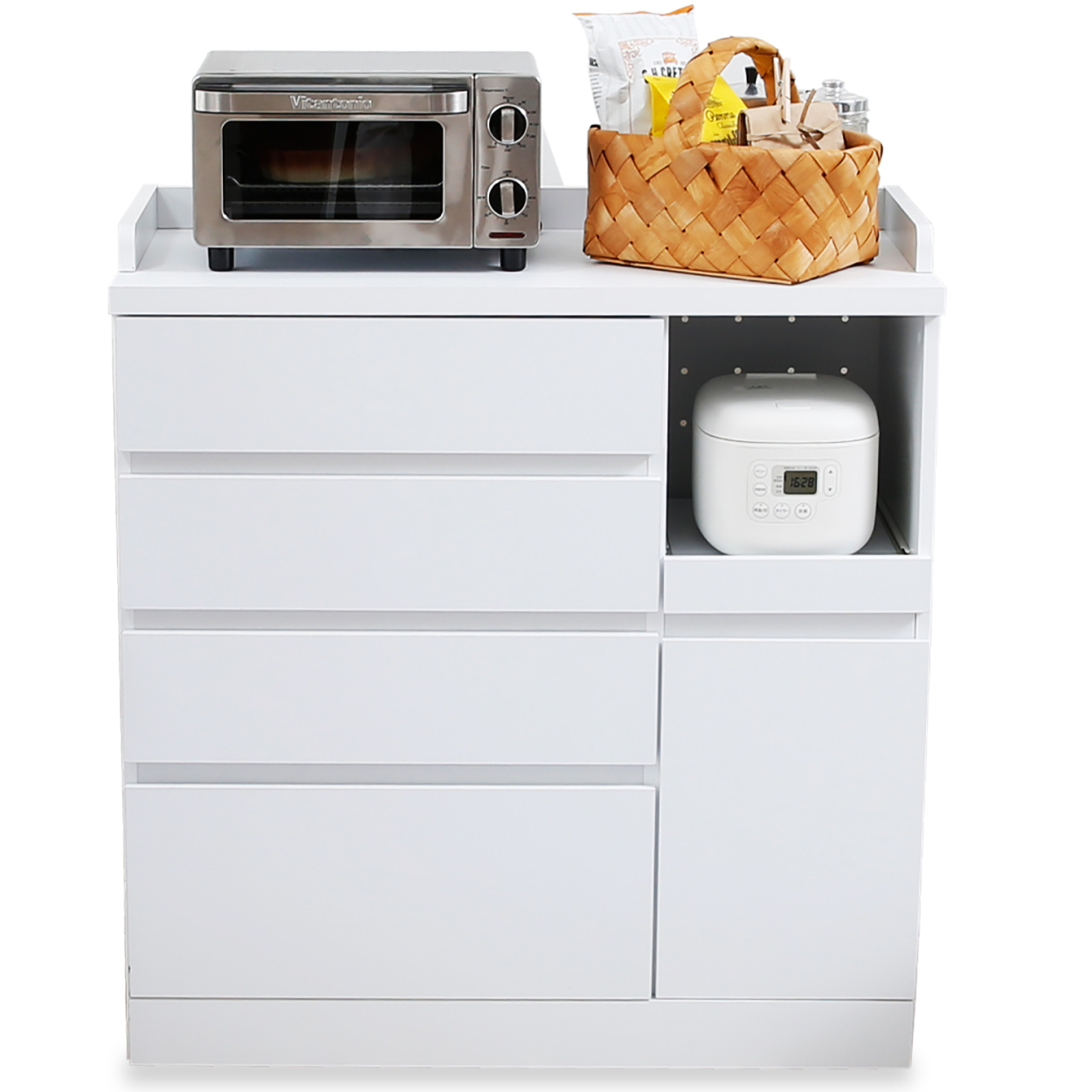 LOWYA（ロウヤ） 食器棚 キッチン収納 90cm ロータイプ おしゃれ