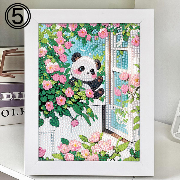 木製フレーム付き ダイヤモンドアート 刺繍キット 白猫 女の子 アニメ