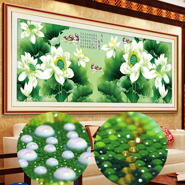 大型サイズ 上級者向け フル ダイヤモンドアート キット ビーズ刺繍 蓮