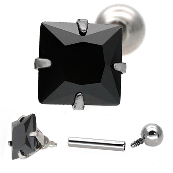 ボディピアス 18G 16G 14G 8mmキュービックジルコニア バーベル