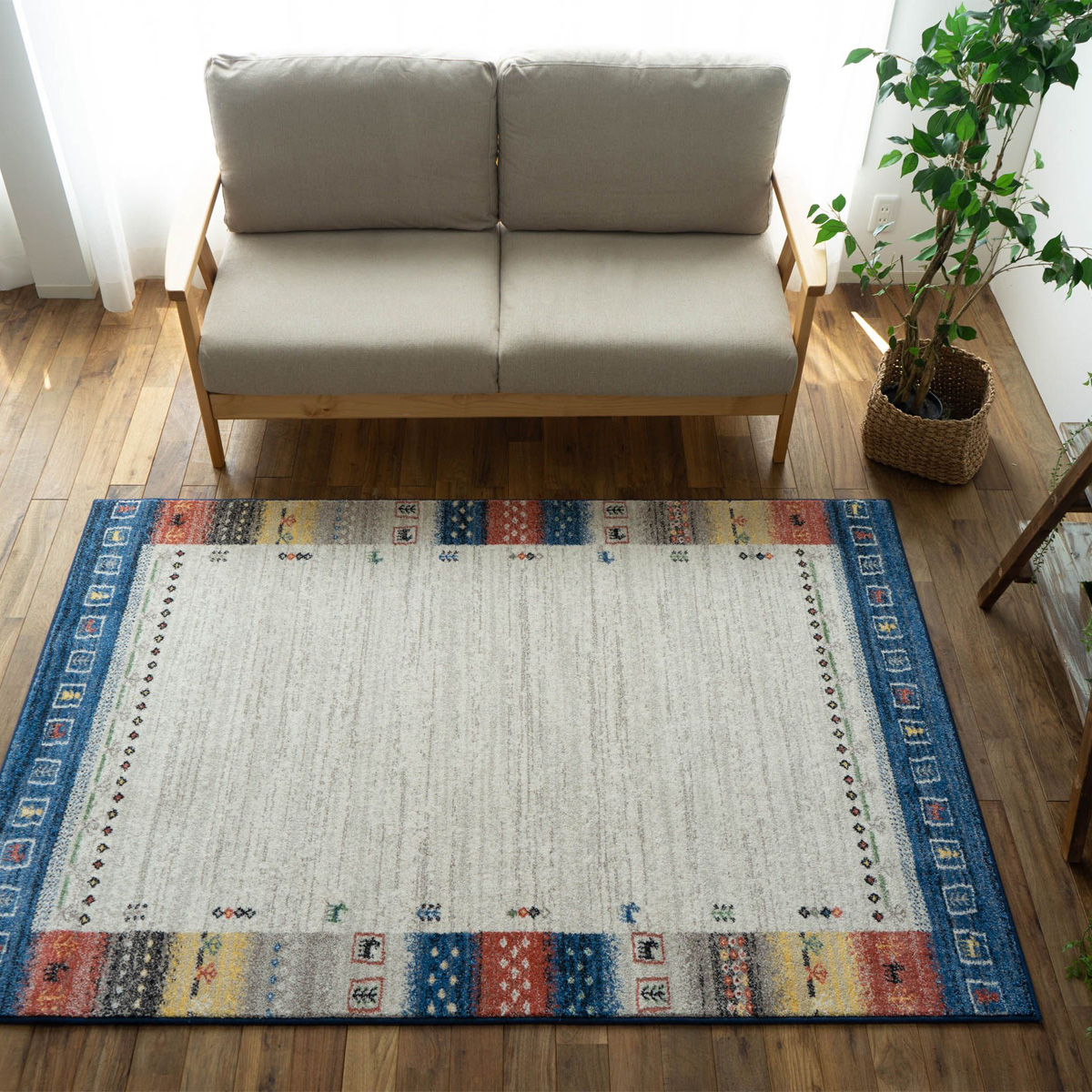 サヤンサヤン おしゃれ ラグ ギャベ 柄 200x250 エスニック 調