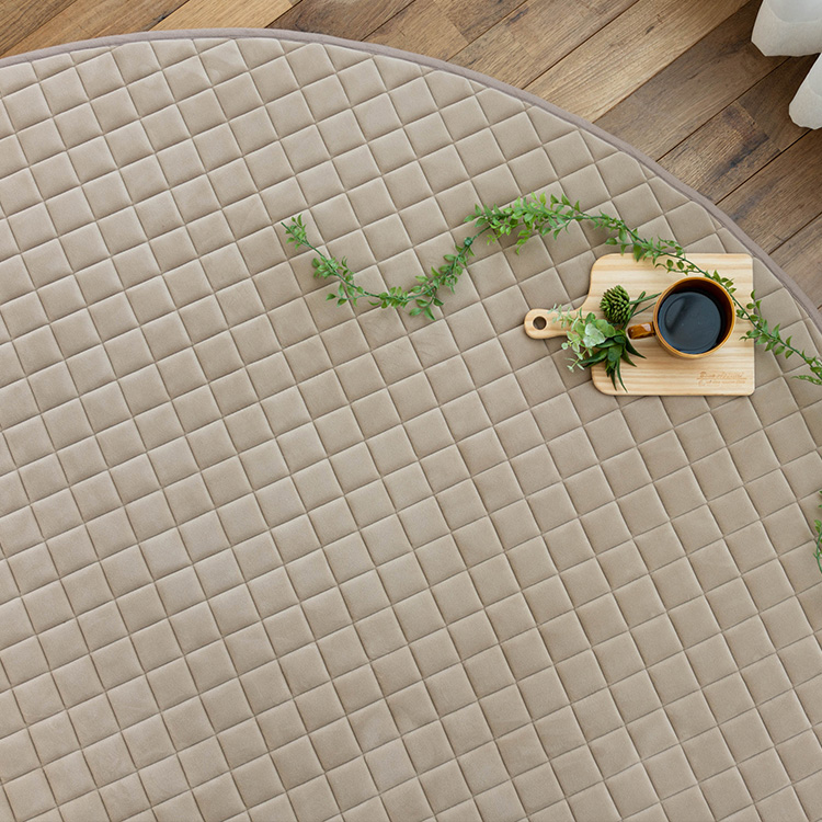 サヤンサヤン 洗える 抗菌防臭 ラグ 円形 キルト ラグマット 190 cm 丸