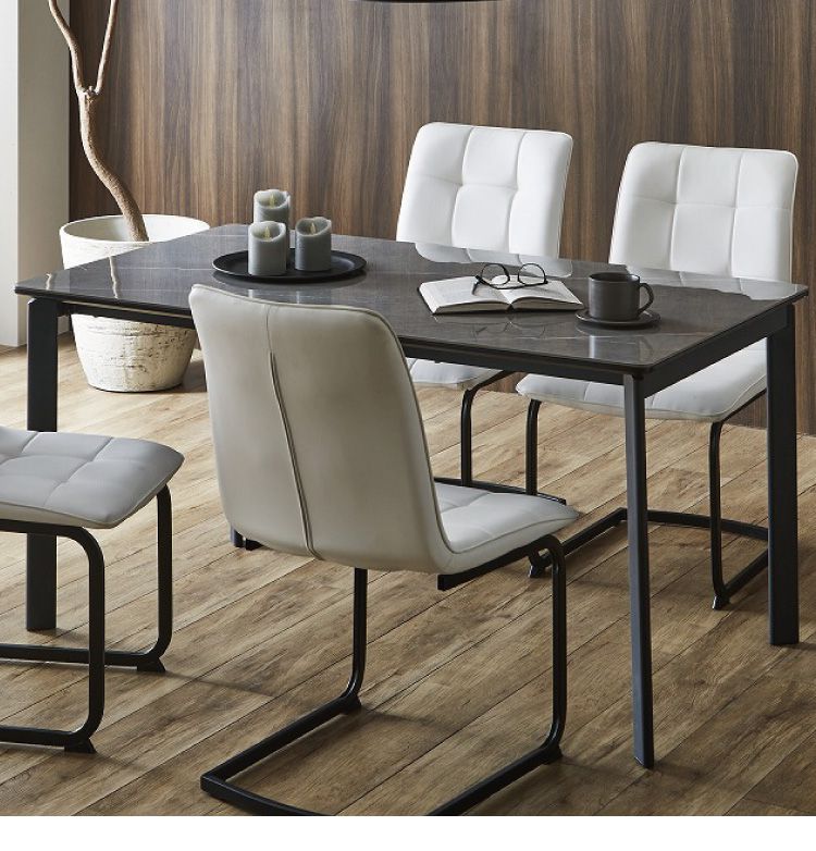 セラミック ダイニングテーブル 単品 幅135 4人掛け 大理石調 リビング