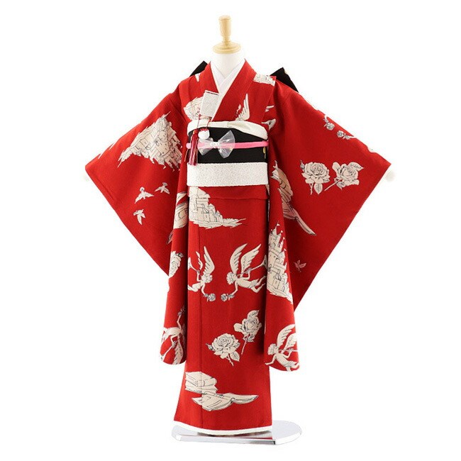 モダンアンテナ 七五三 7歳 着物 女の子 レンタル モダン 赤 天使とお