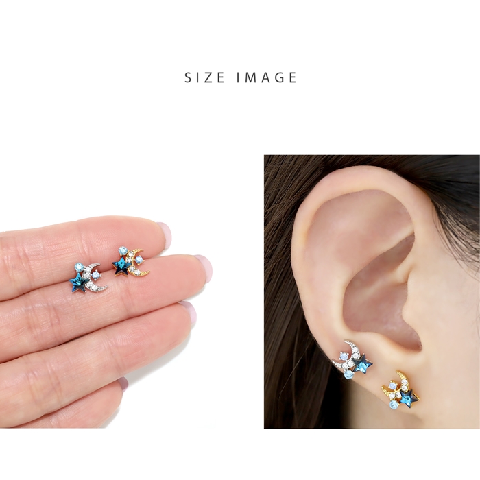 凛 RIN ボディピアス 16G 月 星 軟骨ピアス ジュエル ムーン スター