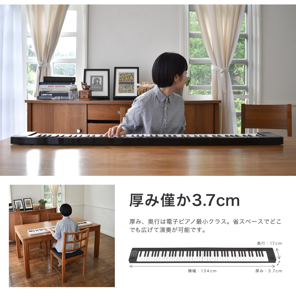 電子ピアノ 折りたたみ 88鍵盤 TORTE PH-88X 単品〔ペダル・ケース付き
