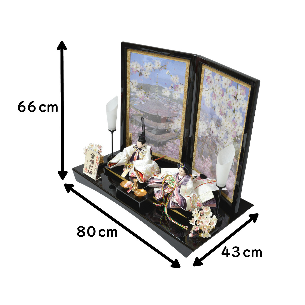 雛人形 親王飾り 尾道桜 オリジナルひな人形セット 押し花屏風 : 人形