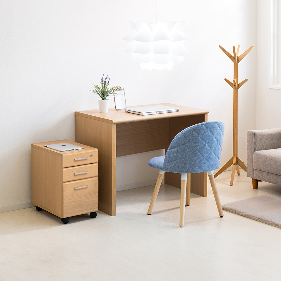 パソコンデスク 2点セット 幅90 鍵付き キャビネット付き パーソナル