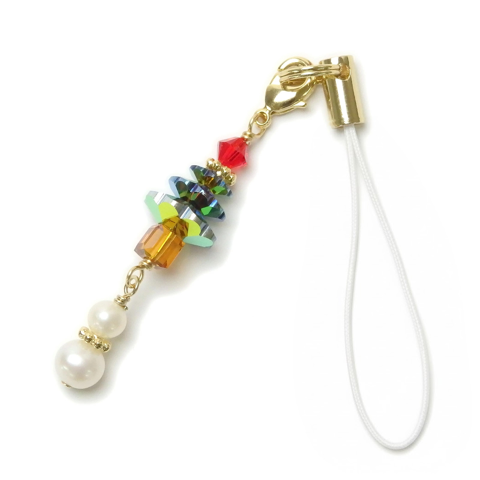 メール便 ストラップ クリスマスツリー ＆ 雪だるま スワロフスキー