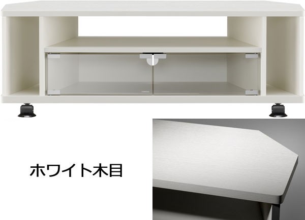 テレビ台 コーナー キャスター付き 収納 木製 幅98cm ガラス扉
