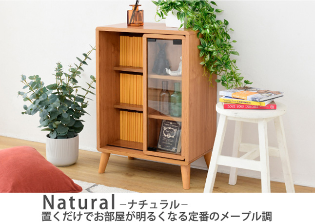 本棚 スライド書棚 ロータイプ コンパクト 省スペース 幅50 高さ73