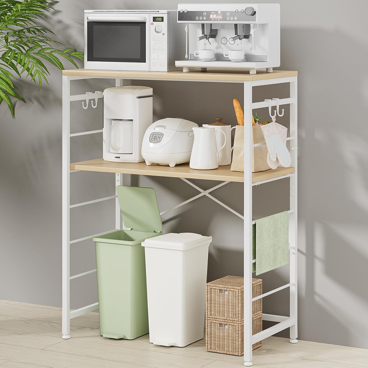 ゴミ箱上ラック キッチンラック W80×D40×H100cm 棚高さ5段調整 レンジ