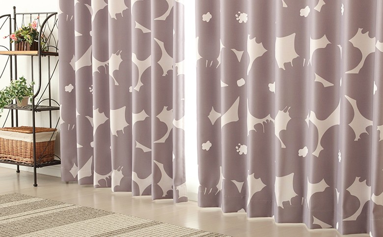 大きな花柄 北欧調プリント遮光カーテン5260 | カーテン天国