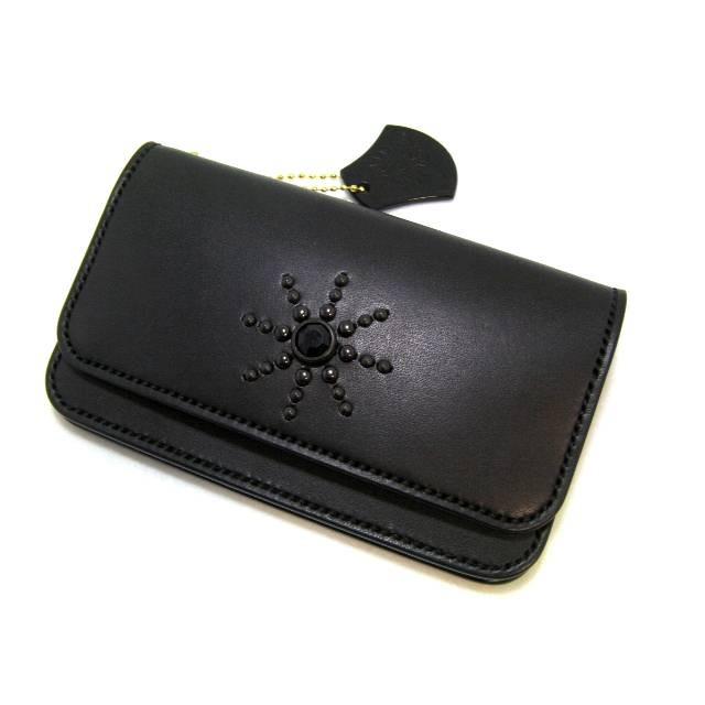 栃木レザー 本革 トラッカーウォレット ミドルウォレット スタッズ