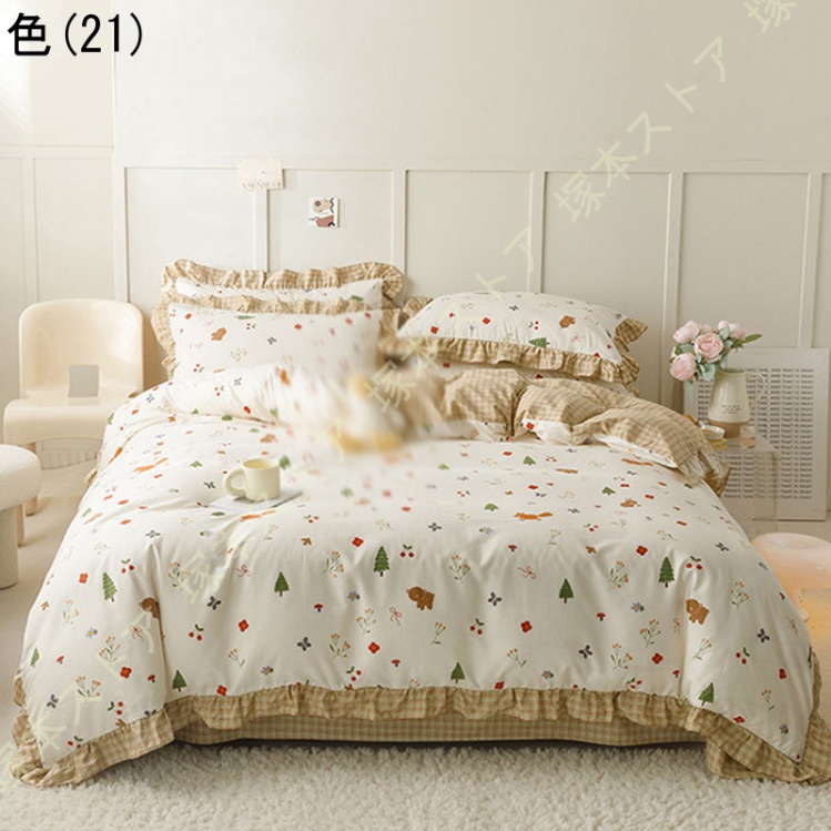 韓国風 寝具 布団カバーセット シングル セミダブル レディース 姫系