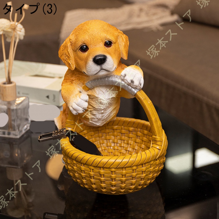 樹脂パグ キー 玄関収納ボックス 犬の像の置物 彫刻ジュエリー