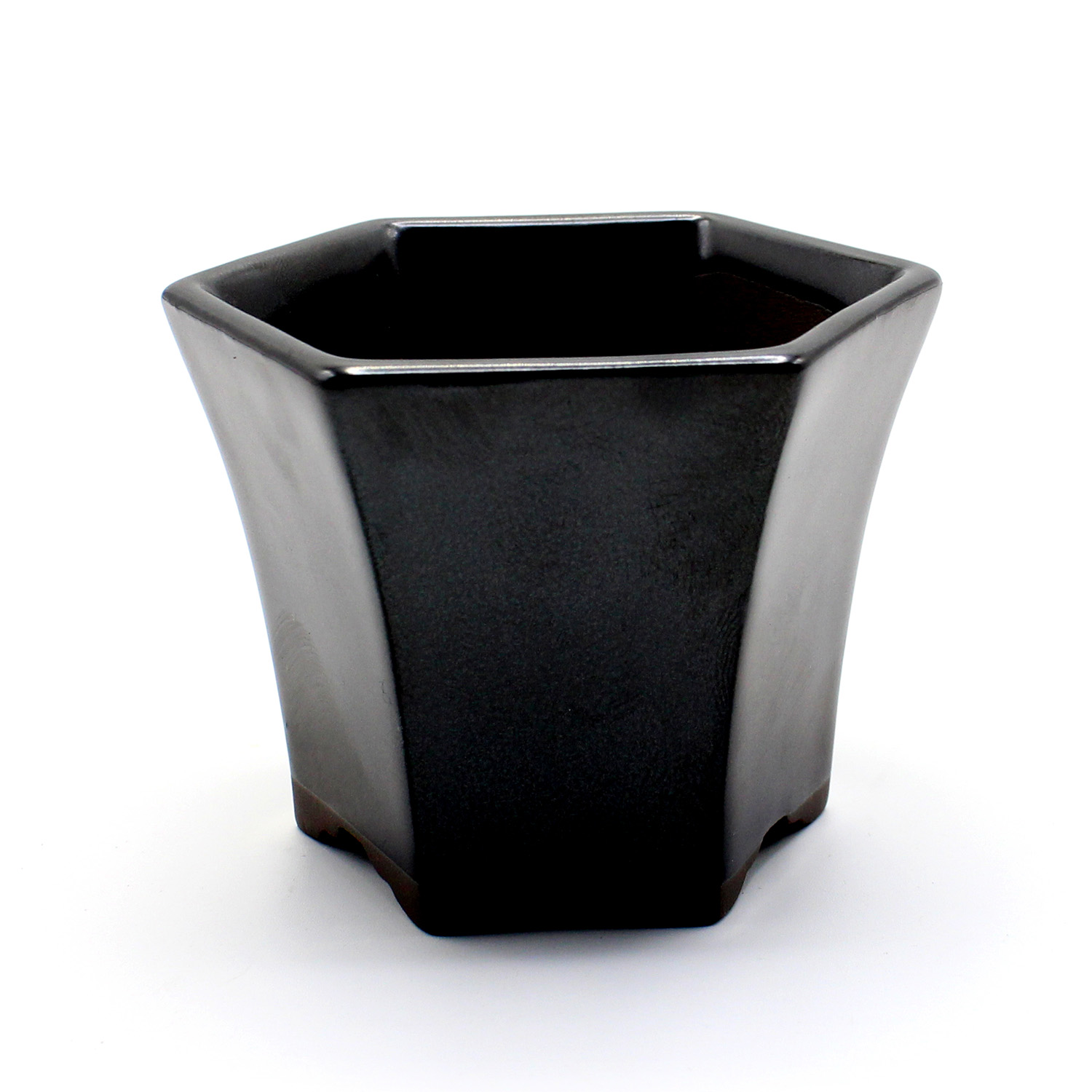 盆栽鉢 2号クラス ミニ 六角反鉢 懸崖 小鉢 瀬戸焼 2.5号 深型 陶器 約