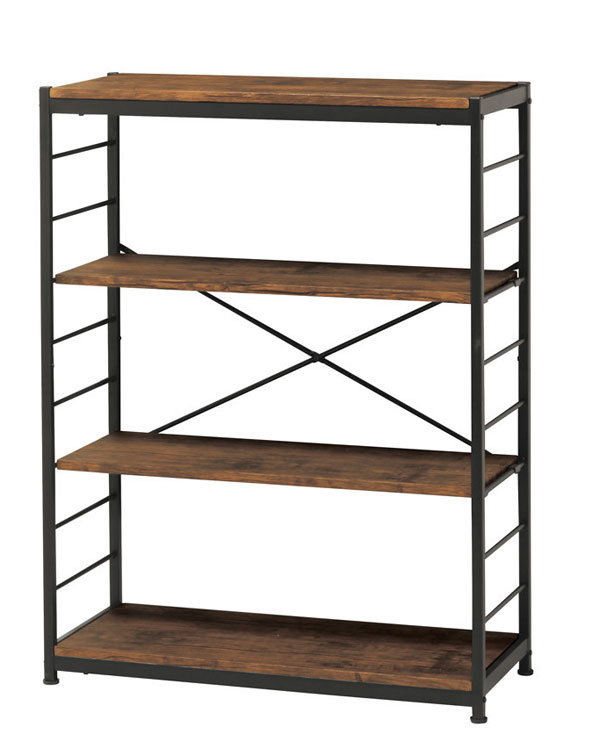 オープンラック 4段 木製 アイアン 棚 本棚 幅84cm 奥行35cm 高さ111cm