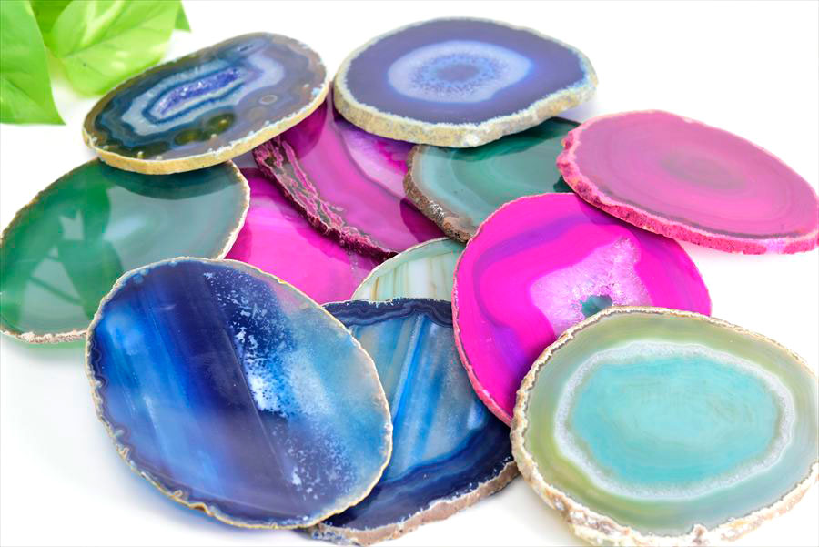 アゲート 瑪瑙 スライス (規格サイズ：3号) 選べる3色 種類お任せ