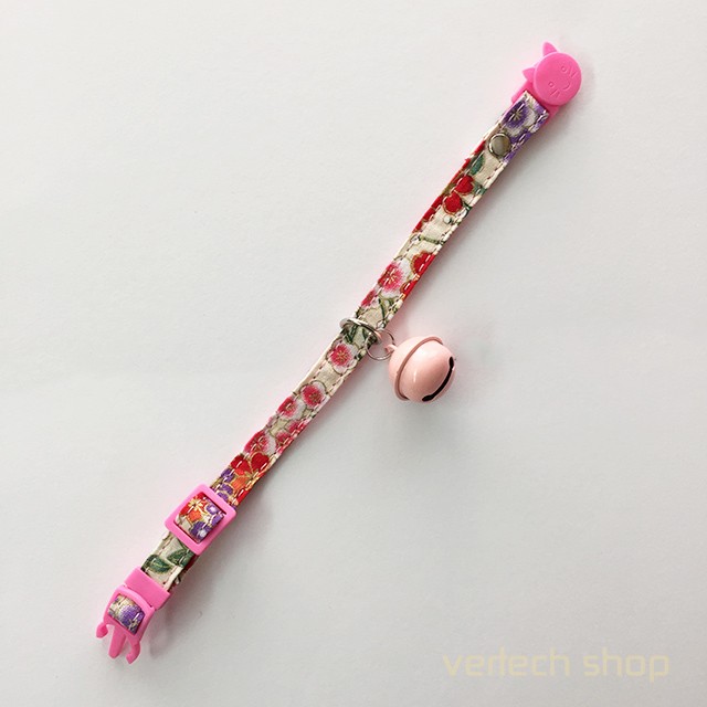 猫ちゃん用首輪☆和花柄 和風 安全バックルタイプ セーフティバックル