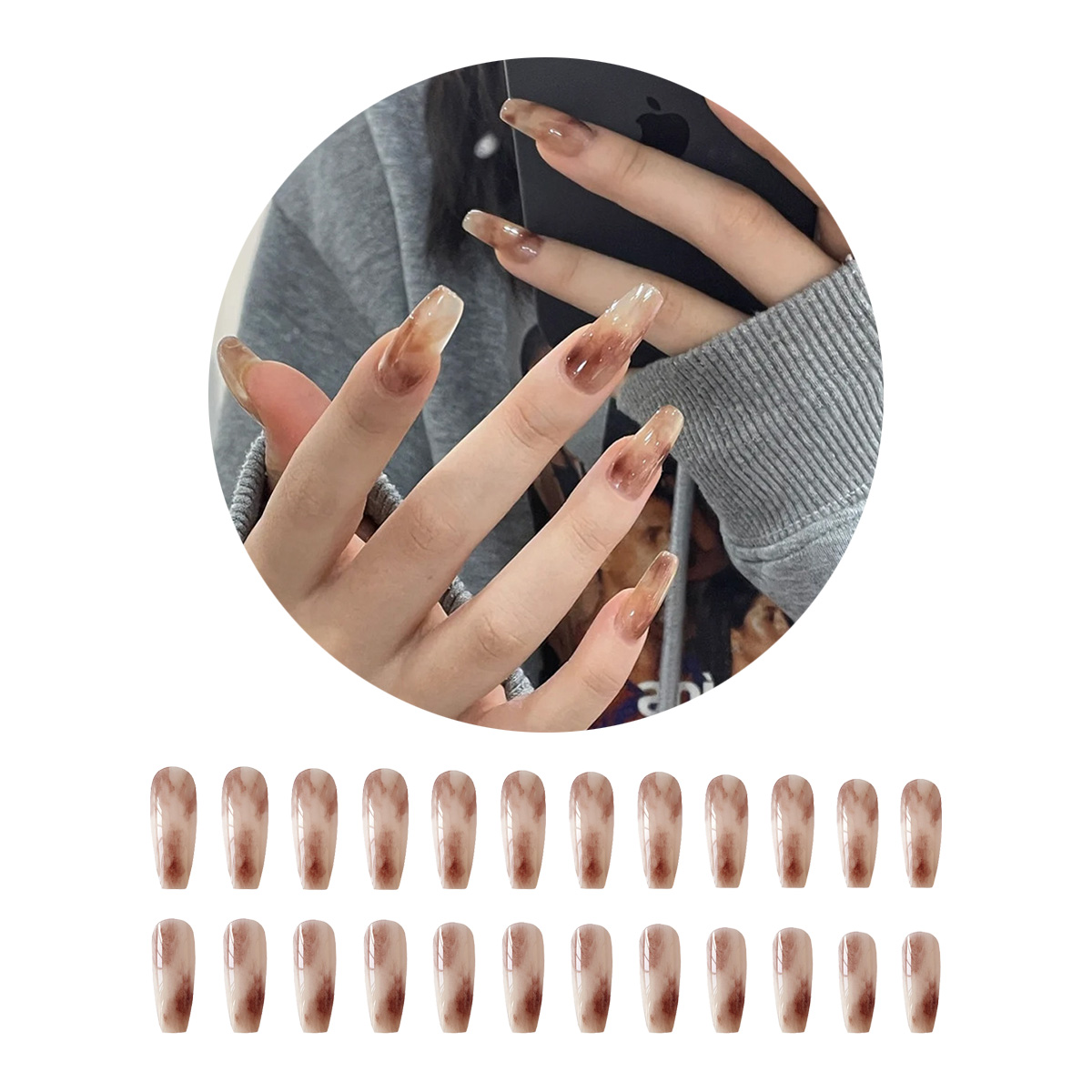 ネイルチップ 24枚セット セルフネイル パーツ ショート ロング