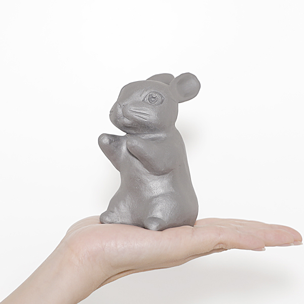菊間瓦 うさぎの置物 卯 兎 ウサギ いぶし銀 鬼師 伝統工芸品 菊銀製瓦