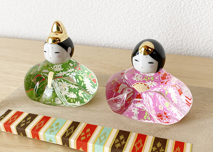 薬師窯 彩絵玻璃座雛（華の舞）2629 雛人形 ガラス ひな人形 雛祭り