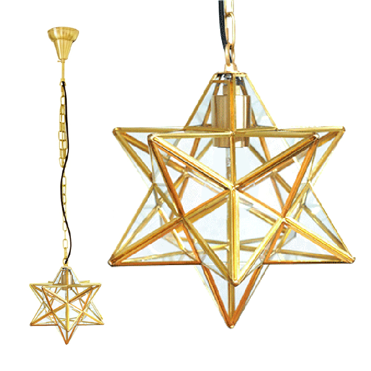 ペンダントライト 星型 ゴールド 1灯 E26 間接照明 ガラスシェード