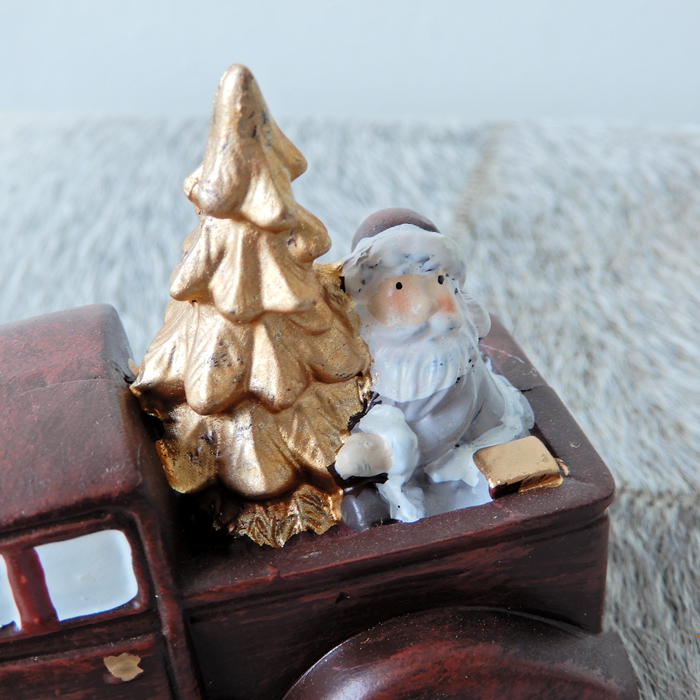 Old gold car santa クリスマス 雑貨 置物 おしゃれ かわいい サンタ