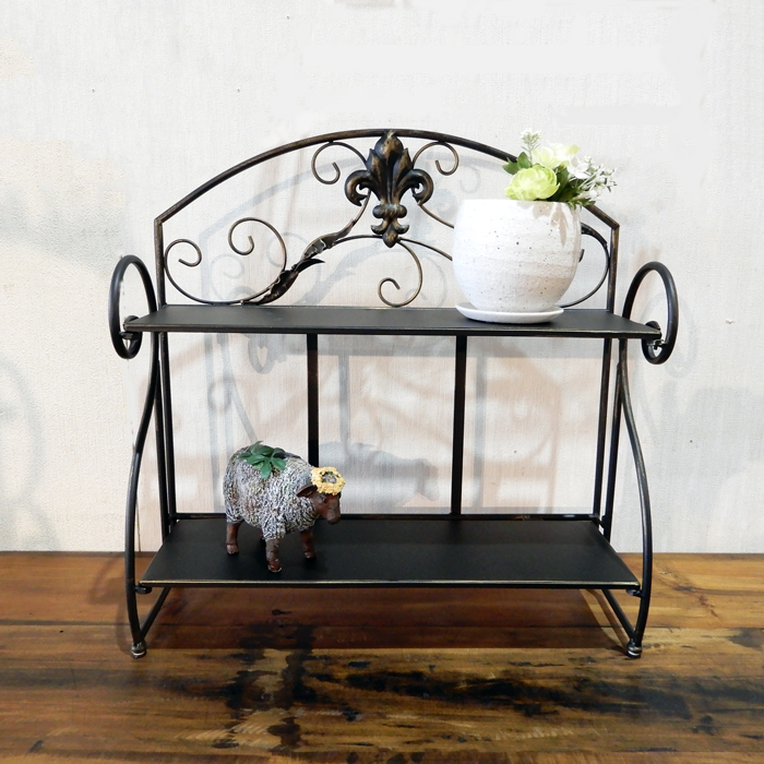 アイアンの2段ラック プランタースタンド 花台 2段 ラック 収納棚